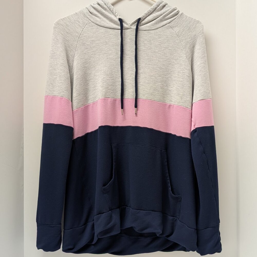 Market & Spruce Brena Colorblocked Hooded Knit French Terry Pullover - Nwot